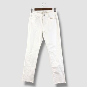 Joe’s Jeans Lara Mid Rise Cigarette Ankle Size 24 White Frayed Hem Denim Classic